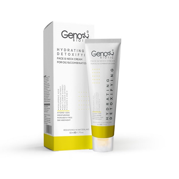 کرم رطوبت رسان صورت و گردن پوست چرب و مختلط ژنوبایوتیک HYDRATING DETOXIFYING GENO BIOTIC
