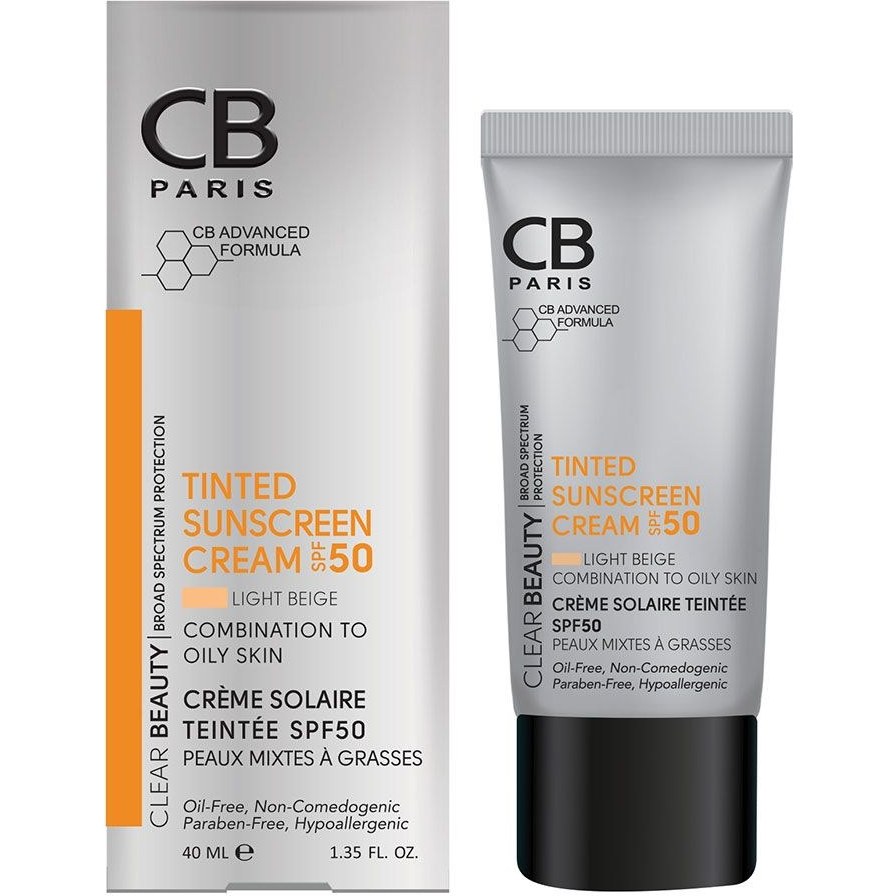 کرم ضد آفتاب و ضدلک SPF50 پوست چرب و مختلط بژ روشن سی بی CB SUNSCREEN ANTI-SPOT CREAM SPF50