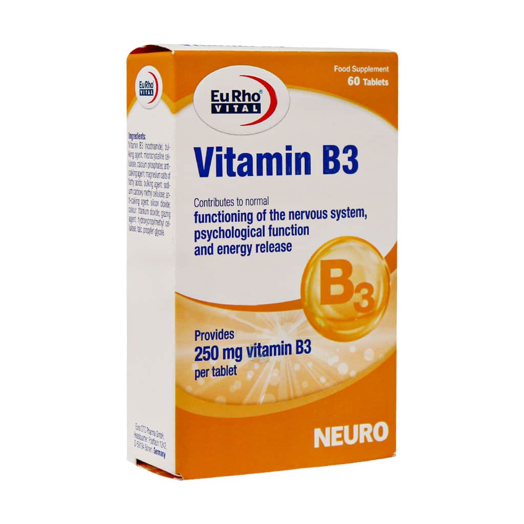 قرص ویتامین B3 250 میلی گرم یوروویتال Eurhovital Vitamin B3 250 mg